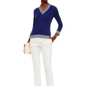 Piazza Sempione Striped cotton and Cashmere - Blend Sweater Size 10